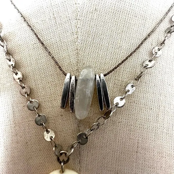Silver tone blue beaded long multi strand necklace’s - Image 5