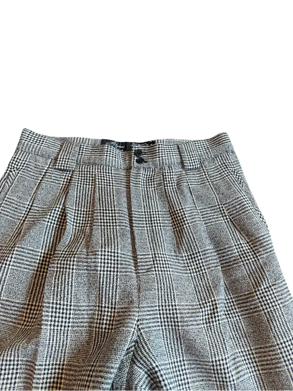 Alanni by Donny Brooke Black Houndstooth Plaid Trousers Wide Size 14 Women's - Image 2