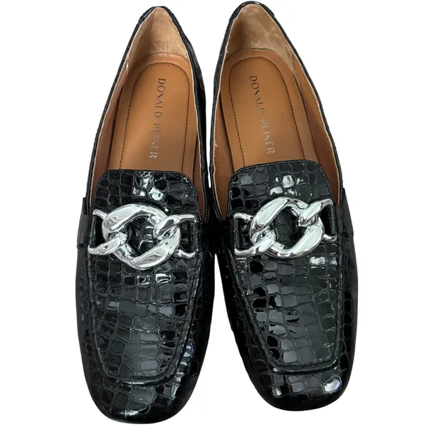 Donald Pliner Women's Bristol Crocco Patent Leather‎ loafer Size 9 Black - Image 3