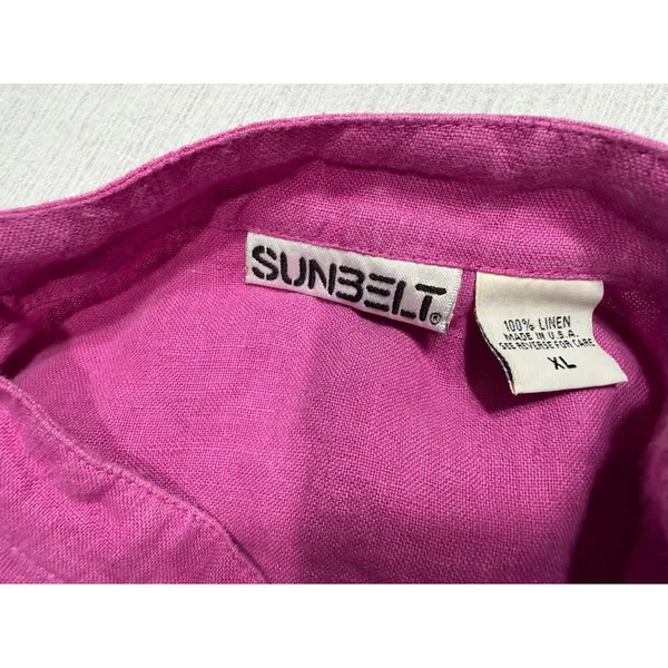 Sunbelt Women's XL Magenta Pink 100% Linen 2 Piece Shirt and Pants Set USA Made - Image 3