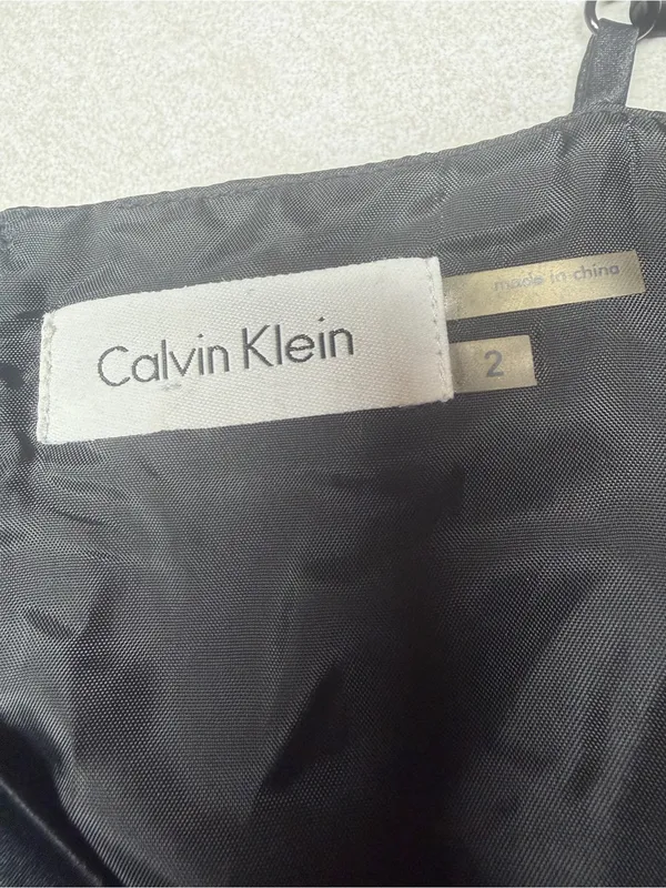 Calvin Klein Black Midi Fit-and-Flare Dress with Spaghetti Straps - Image 7