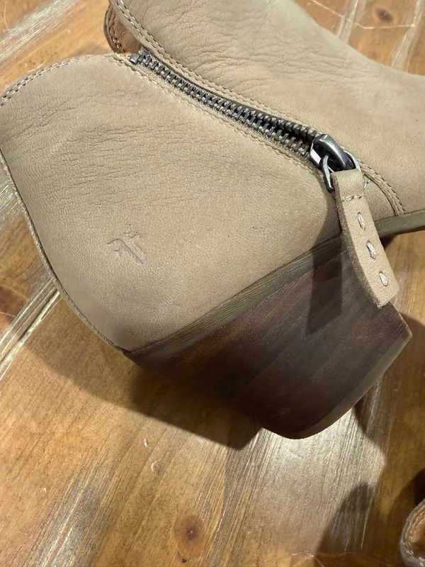 Frye Judith Zip Bootie Suede Block Heel Side Zip Ankle Boot Ash Gray Size 9M - Image 4