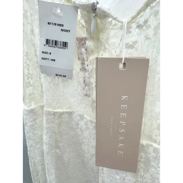Keepsake The Label Daydream Lace Dress‎ Ivory Sheer Midi Slip Lined Size S NWT - Image 6