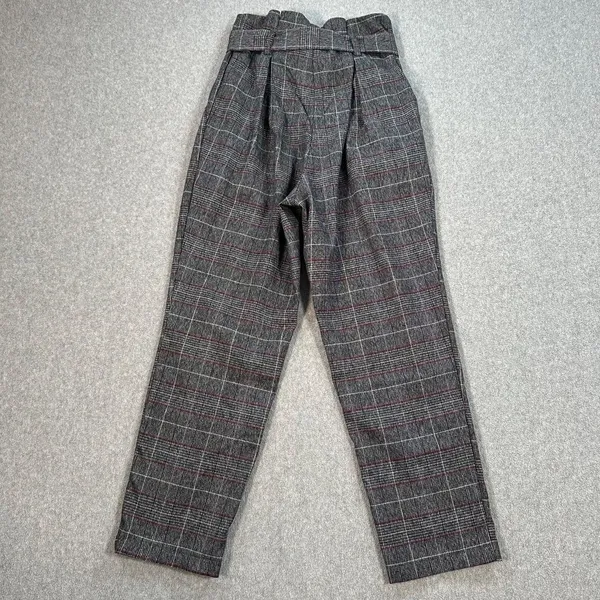 DO + BE Paperbag Waist Trouser Pants Size Small Plaid Straight Leg High Waist - Image 7