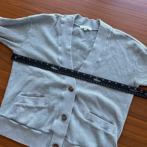 Mododoc Waffle Knit Button Front Pocket Cardigan Cozy Summer Sweater Small - Image 7
