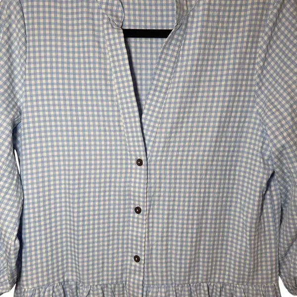Petal & Pup Daria Dress Tiered Mini Gingham‎ Button White Blue Size Small - Image 3