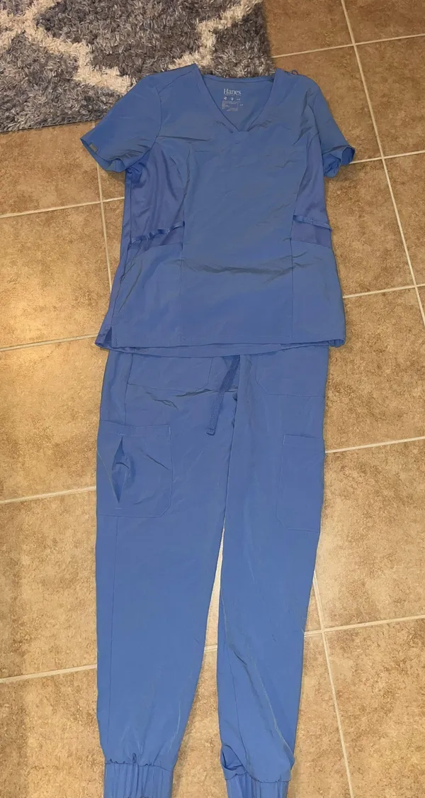 Hanes Ceil Blue Scrub Top - Image 2