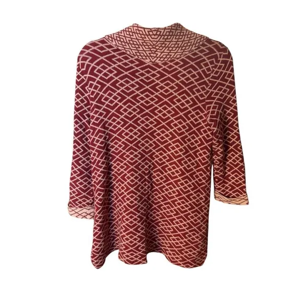 Anthropologie Moth Cowled Galena Pullover‎ Red Motif Sz small - Image 5