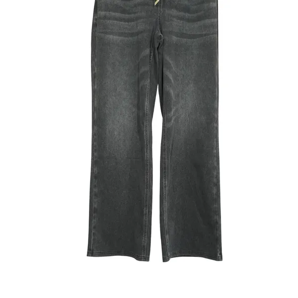 Halara Flex Denim Size Medium High Waisted Crossover Wide Leg Pants Washed Black - Image 3