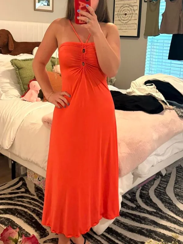 Sincerely Jules Orange maxi dress with cami halter straps - Image 2