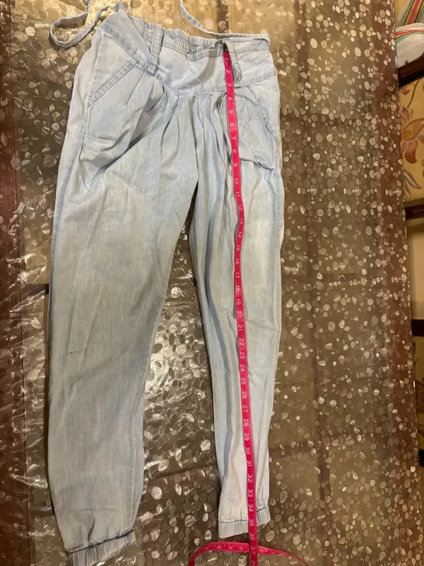 Junior,Light blue cotton Casual,tie in the front Pants w elastic in the back - Image 4