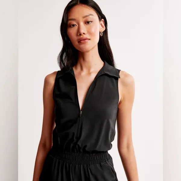 Abercrombie & Fitch Traveler Zip-Up Jumpsuit Dark Navy Blue M Petite - Image 2