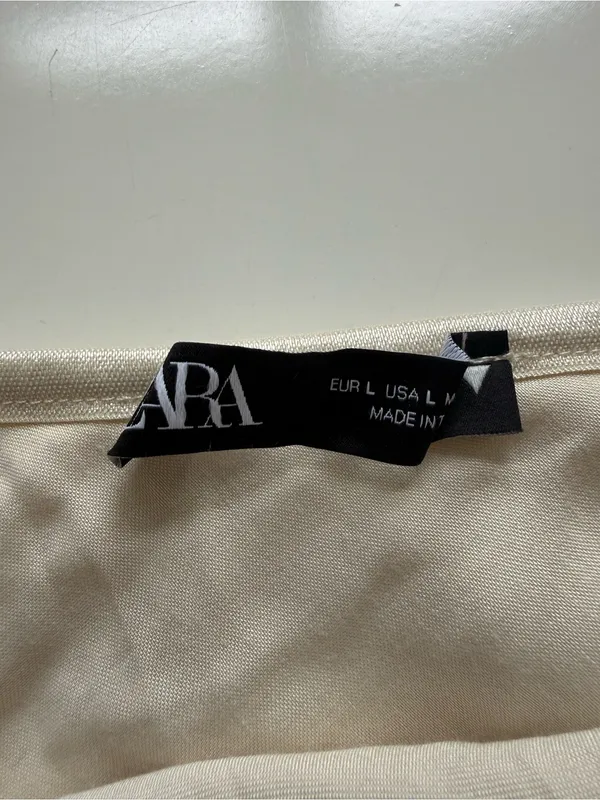 Zara Satin Effect Cream Midi Wrap Skirt size Large - Image 7