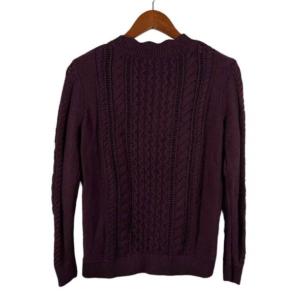 Banana Republic Sweater Womens M Purple Cable Knit Crew Neck Pullover Casual - Image 5