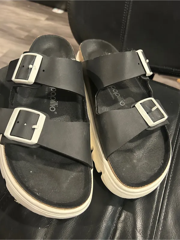 Papillio black sandals with cream platform sole Size 10 - Image 3