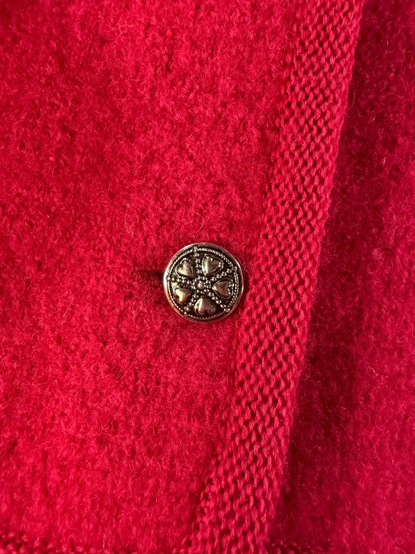 Vintage 1970s Wool Cardigan SIZE 14 100% Pure Wool Moffat Woollens Red Bouclé - Image 4