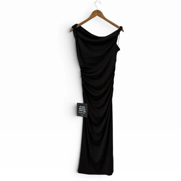 Lulus Fauna Black Twisted One-Shoulder Bodycon Midi Dress size XL NWT - Image 4