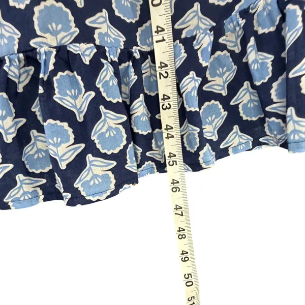 J Crew Smocked Midi Dress Women S Blue White Floral Puff Sleeves Cottage Boho - Image 10