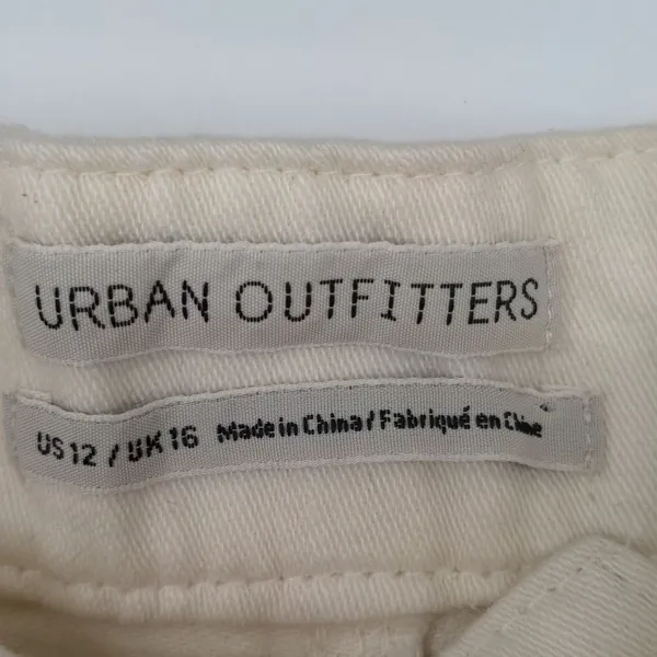 Urban Outfitters Women's High Waist Straight Leg‎ Cream Pants Size 12 Button Fly - Image 8