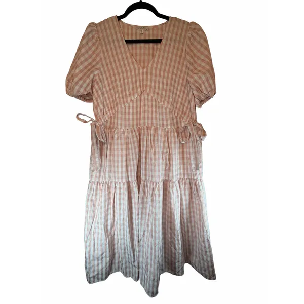 Calista Pink and White Gingham Dress - Size M - Image 2