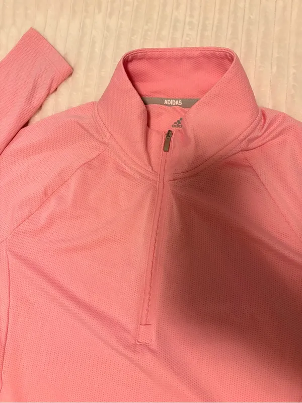 Adidas Golf Women 1/4 Zip UPF50 Shirt Pullover in Light Pink Size M Sporty Golf - Image 3