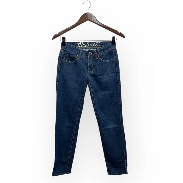 Madewell Super Low Rise Slim Cropped Jeans with Side Zip in Dark Wash size 24 - Image 3