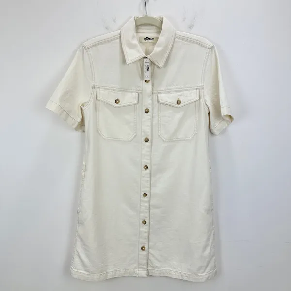 Madewell Denim Boxy Shirtdress Vintage Canvas White Relaxed Mini Small NWT - Image 7