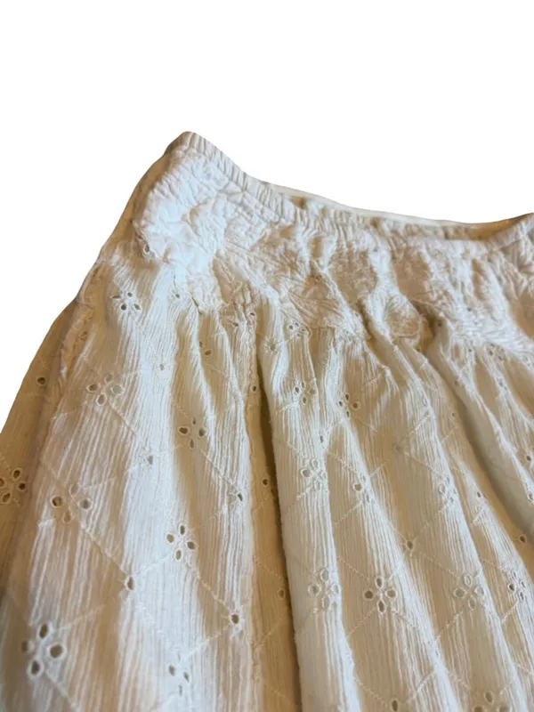 Free People Cream Eyelet Midi Skirt Strapless Dress Crocheted Trim Size Small - Image 10