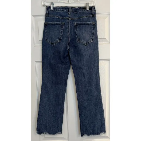 Risen Jeans Womens 27 (Sz 5) Blue Straight Leg Frayed Hem Crop RDP1207 Exc. Cond - Image 4