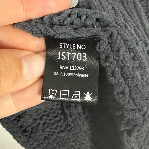 Pol Turtleneck Sweater Women's Medium Dark Gray Cable Knit High-Low Hem Pullover - Image 12