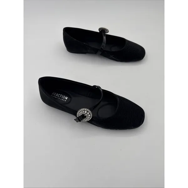 Kenneth Cole Reaction Elwood Ballet Flats Black Grid Metallic Rhinestone Sz 8 - Image 2