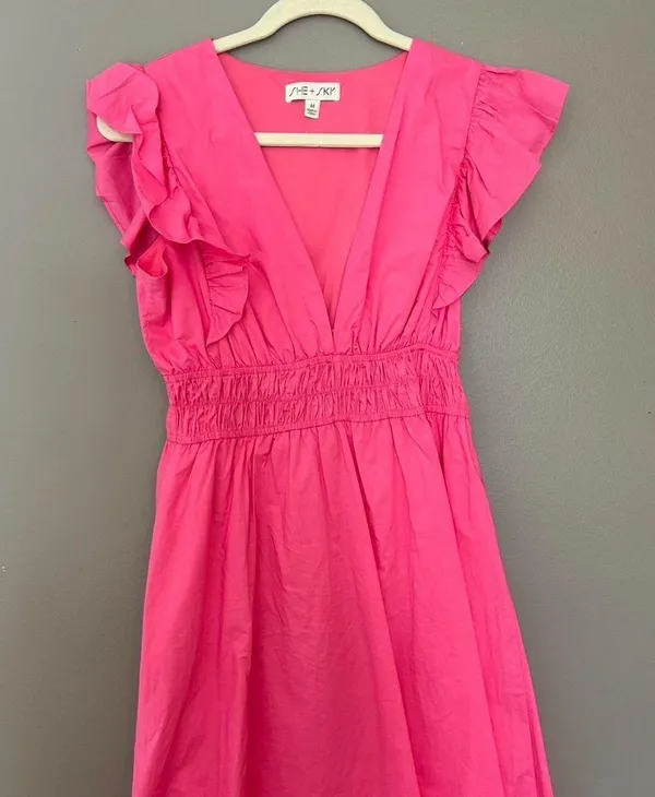 Boutique, pink, long dress with ruffles Pink Size M - Image 2