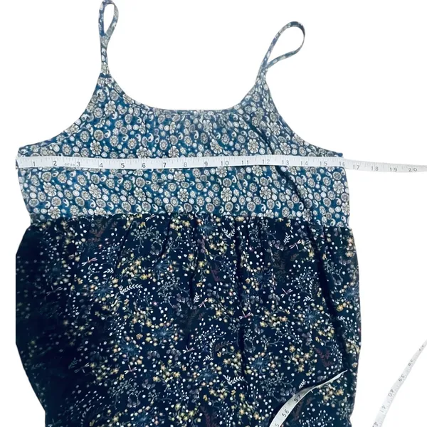 Mo:Vint New York Navy Blue Floral Mixed Print Tiered Mini‎ Dress Womens Medium - Image 11