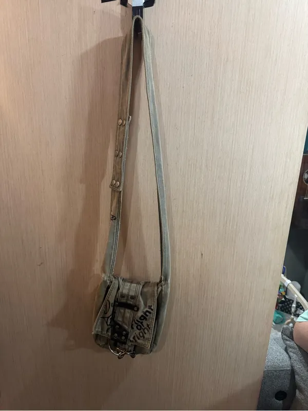 Women’s Diesel Canvas Distressed Crossbody Bag in Olive Green - Image 5