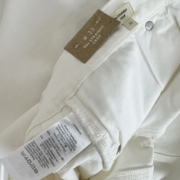 Madewell 90s Straight Crop Jean Tile White High Rise Raw Hem Classic US 33 NWT - Image 8