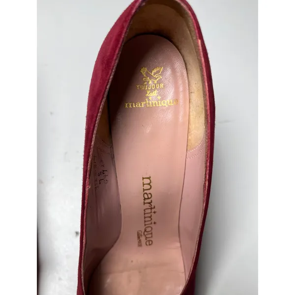 Martina Wine Red Pumps Women's 7S Slim‎ Narrow Classic Leather Heels Vintage - Image 11