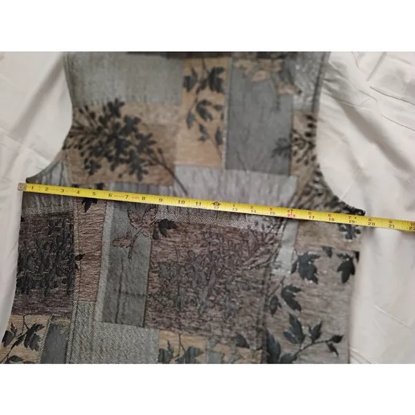 Coldwater Creek Brown Patchwork Tapestry Vest Fur Collar Size Med READ - Image 4