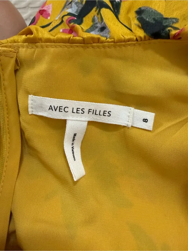 Avec Les Filles Yellow Floral Tiered Mini Dress - Image 4