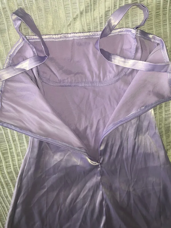 Satin Bodycon Dress Purple Size XS - Image 3