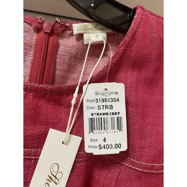 Shoshanna Cora Dress Womens 4 Strawberry Sleeveless Midi A-Line Pockets NWT USA - Image 3