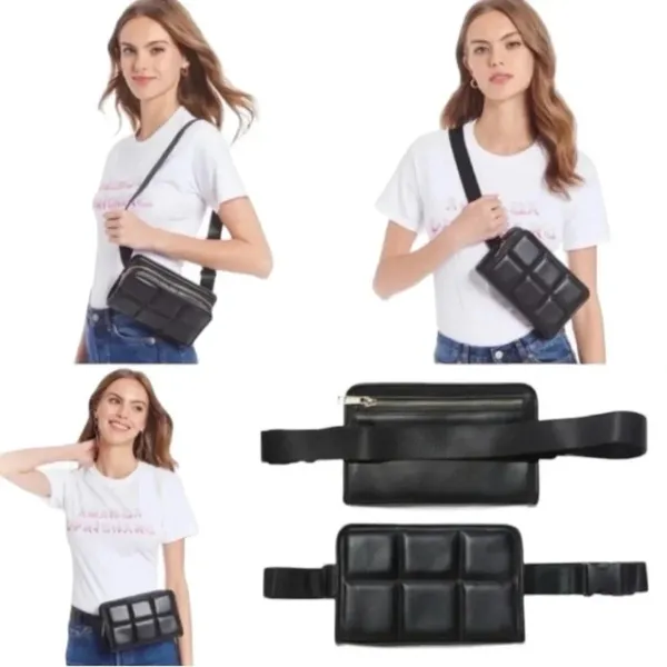 Amanda Uprichard NWT Black Quilted Belt Bag Crossbody Waist Bag - Image 2