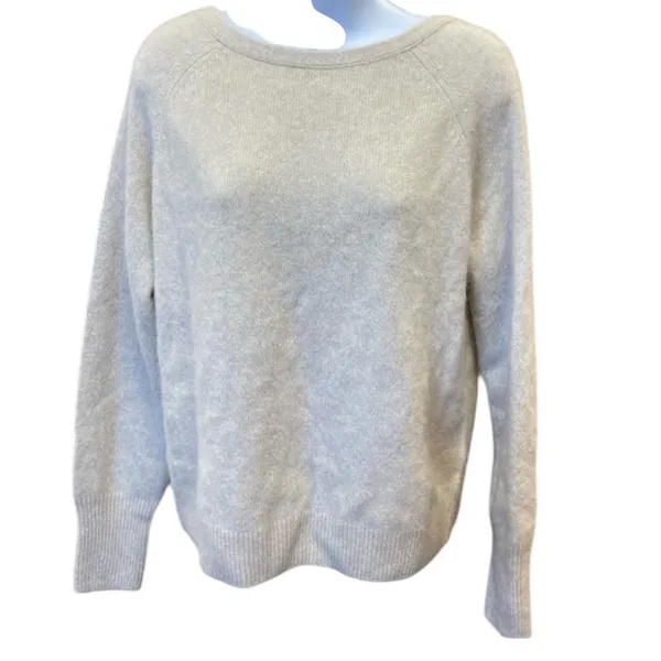 Vineyard Vines Wool Blend Luxe Bow Back Wool Blend Vback Beige Heather Sweater L - Image 3