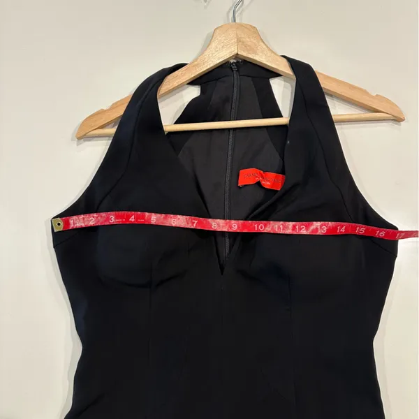 Carmen Marc Valvo Black Deep V Evening‎ Dress Size 8 - Image 7