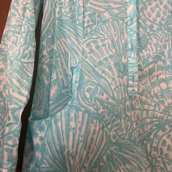 Lilly Pulitzer Sanibel Tunic Dress Sarong Coverup Shorley Teal Womens Small - Image 2