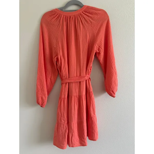 Rails Aureta Cotton Gauze Mini Dress Womens Medium Orange Resort Travel Vacation - Image 5