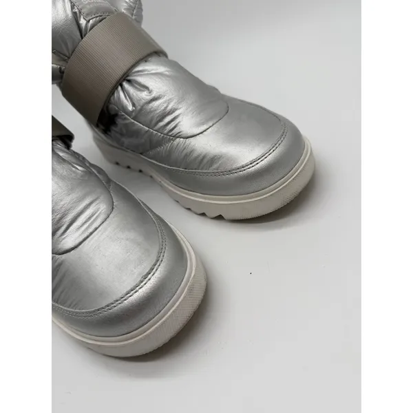 Sorel Joan of Arctic Puffy Boots Women 9 Silver Metallic Waterproof Quilted - Image 4