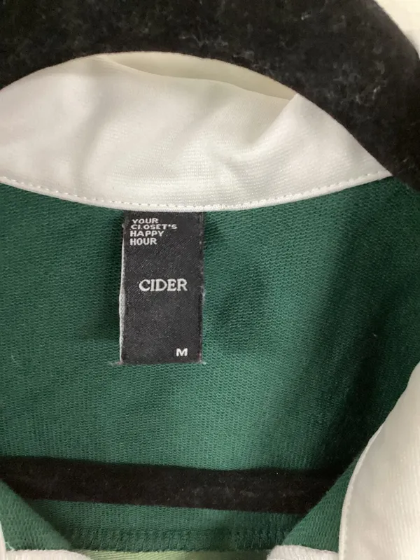 Cider Green Panel Colorblock Embroidered Long Sleeve Rugby Polo Sweatshirt - Image 2