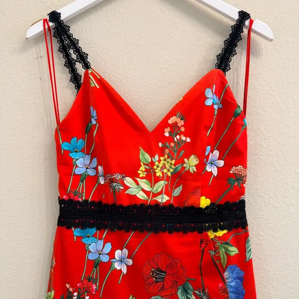 Alice + Olivia Kirby Seine Garden Mini Dress Size 0 Ruffled Floral-Print Lace - Image 5