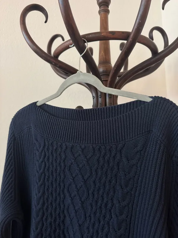 Vintage Tommy Hilfiger Boat Neck Navy Knit Sweater - Image 5