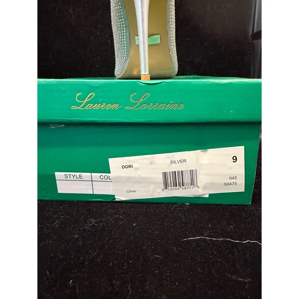 Lauren Lorraine Dori Silver Rhinestone Pointed Toe Stiletto Pumps Size 9 - Image 4